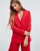 Fashion Union Asymmetric Blazer Co-ord - Red