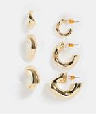 Asos Design Pack Of 3 Hoop Earrings In Twist Chain Link Design In Gold Tone