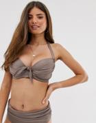 Pour Moi Fuller Bust Azure Padded Underwire Bikini Top In Pewter-gold