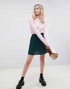 Asos Design Pleated Mini Skirt In Jersey - Green