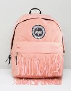 Hype Backpack With Fringed Pocket - Pink