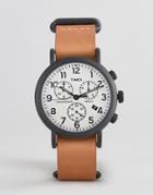 Timex Weekender Chronograph Leather Watch 40mm Exclusive To Asos - Brown