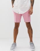 Asos Design Skinny Smart Shorts In Pink Oxford