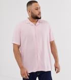 Asos Design Plus Regular Fit Viscose Shirt In Pink - Pink