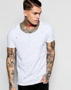 Asos T-shirt With Distressing And Raw Edge In White - White