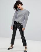 Mango Zip Detail Faux Leather Pants - Black