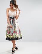 Asos High Waisted Midi Prom Skirt In Fruit Print - Multi