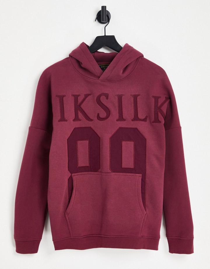 Siksilk Oversized Hoodie In Burgundy With Large Logo Embroidery-red