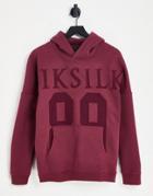 Siksilk Oversized Hoodie In Burgundy With Large Logo Embroidery-red