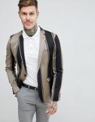 Asos Design Skinny Blazer In Bold Black Stripe - Black