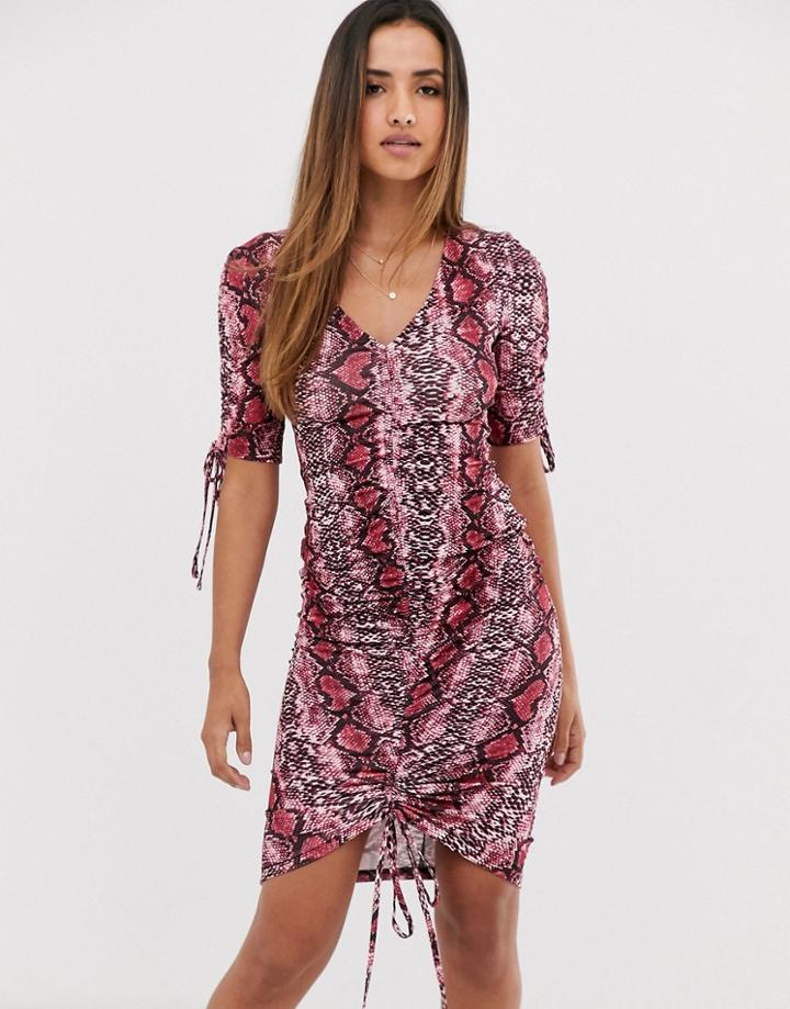 Asos Design Top With V-front And Back And Ruching In White