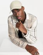 River Island Blocked Checked Shirt In Ecru-white