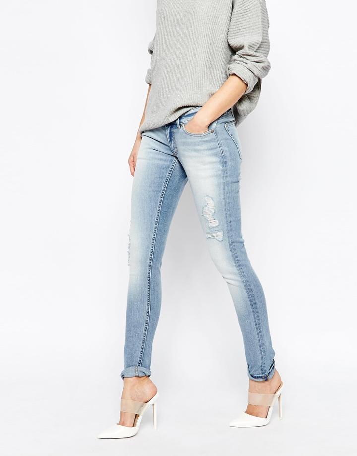 Cheap Monday Slim Low Rise Jeans With Distressing - Blue