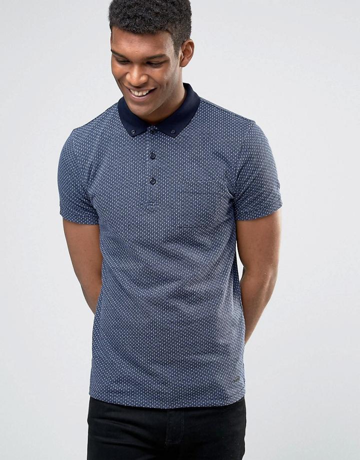 Boss Orange Picktown Polo Buttondown All Over Pattern - Navy