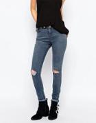 New Look Busted Knee Skinny Jean - Gray