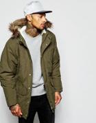 Supremebeing Parka Jacket With Faux Fur Hood - Green