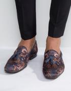 Asos Loafers In Navy Paisley Print - Navy