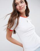Asos Design T-shirt With Contrast Trim In In White/red - White