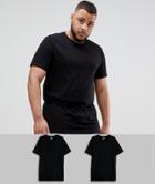 Asos Design Plus 2 Pack Organic T-shirt With Crew Neck Save-black