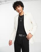 Twisted Tailor Linen Suit Jacket In Stone White-neutral