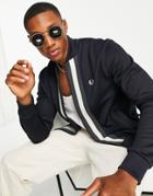 Fred Perry Stripe Panel Track Jacket In Navy