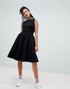 Love Moschino Sequin Collar A-line Midi Dress - Black
