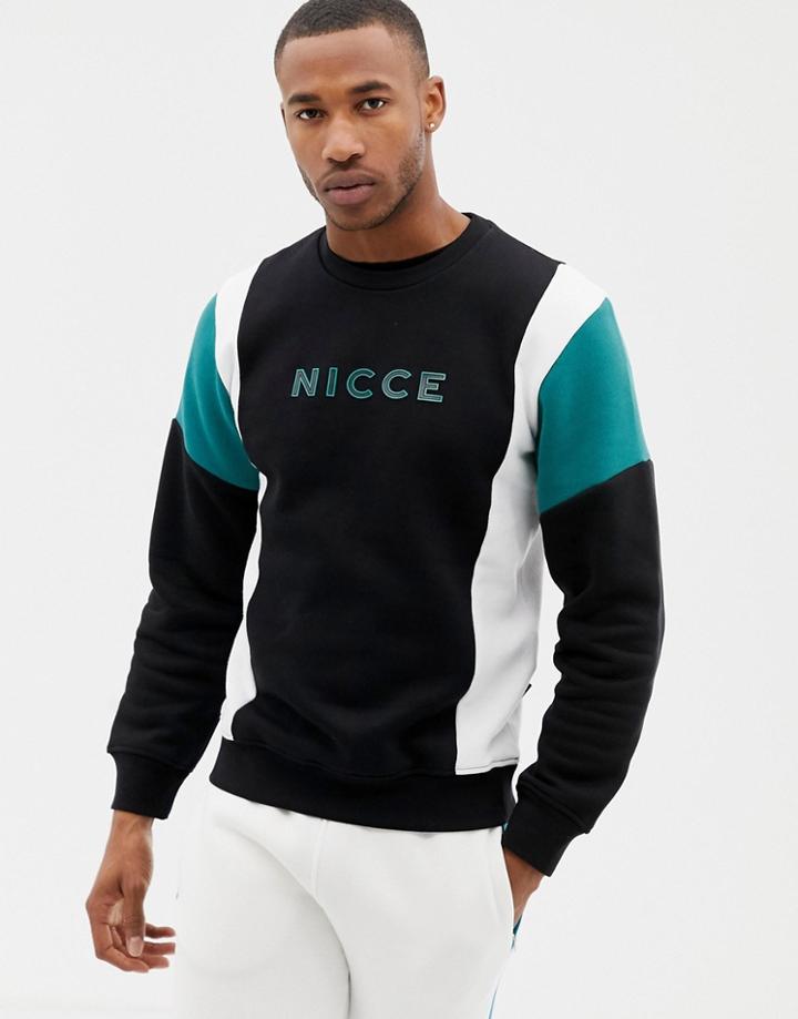 Nicce Sweatshirt In Black Color Block - Black
