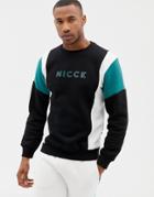 Nicce Sweatshirt In Black Color Block - Black