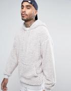 Asos Oversized Hoodie In Borg - Gray