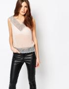 Sisley Printed Cami With Lace Trim - Pink