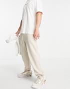 Asos Design Straight Leg Jersey Sweatpants In Beige-neutral
