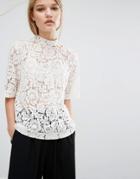 Samsoe & Samsoe Becks Short Sleeve Lace Top - White