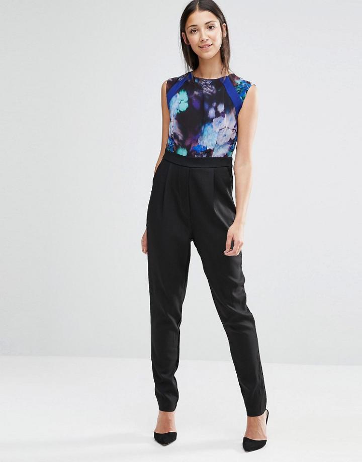 Little Mistress Jumpsuit With Printed Body - Black