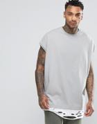 Asos Super Oversized T-shirt With Contrast Distressed Hem Extender