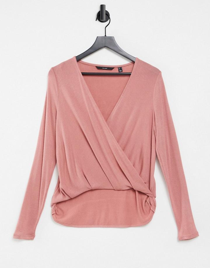 Vero Moda Wrap Top In Rose-pink
