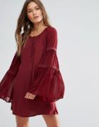 Lunik Bell Sleeve Tunic Dress - Red