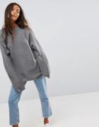 Asos Sweater In Oversized Ripple - Gray