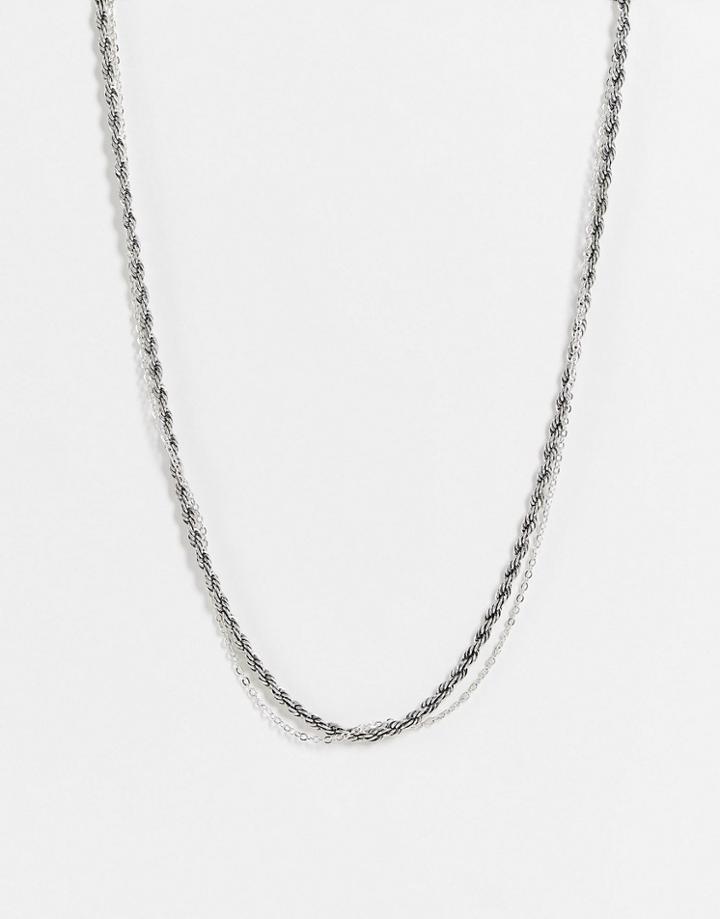 Bolongaro Trevor Double Layered Chain Necklace In Silver