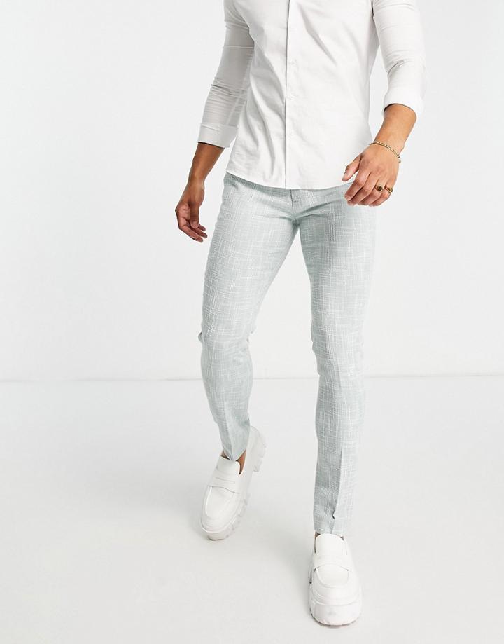 Asos Design Smart Skinny Pants With Cotton Mix Micro Texture In Light Green