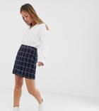 Vero Moda Petite Grid Check Skirt - Navy