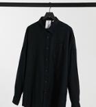 Collusion Long Sleeve Flannel Shirt In Washed Black