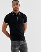 New Look Polo With Tipping In Black - Black