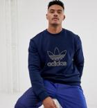 Adidas Originals Trefoil Outline Sweatshirt In Navy - Navy