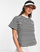 & Other Stories Relaxed Organic Cotton Short Sleeve T-shirt In Stripe-black