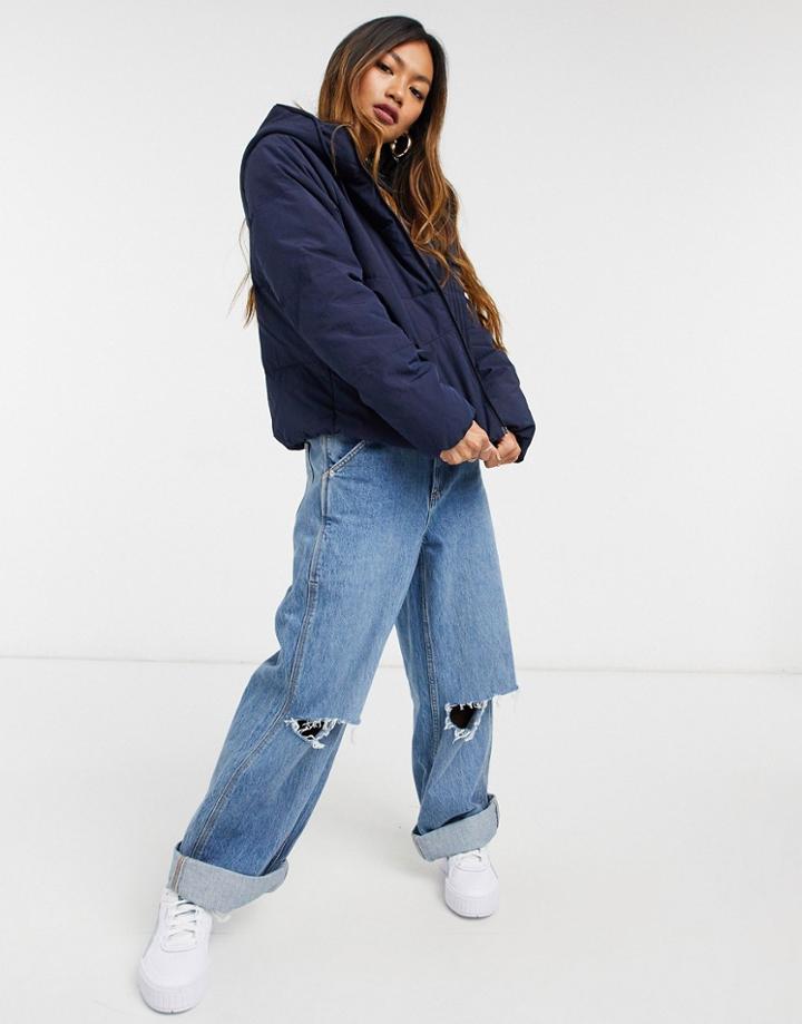 Y.a.s Adrianna Short Padded Hooded Jacket In Blue