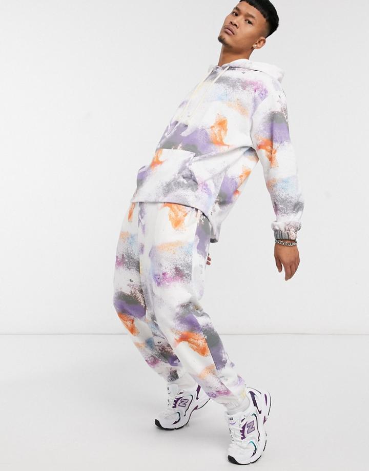 Asos Design Oversized Sweatpants Set With All Over Print-multi