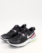 Nike Running React Miler Sneakers In Black And Pink