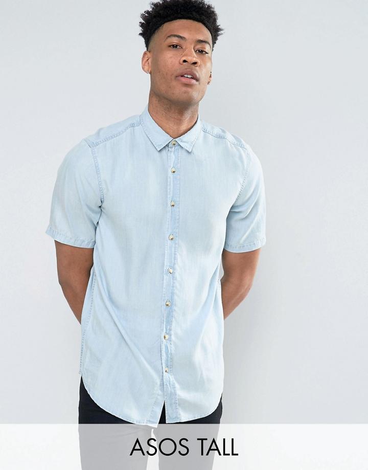 Asos Tall Regular Fit Denim Shirt - Blue