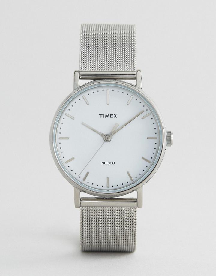 Timex Fairfield 37mm Mesh Watch In Silver - Silver