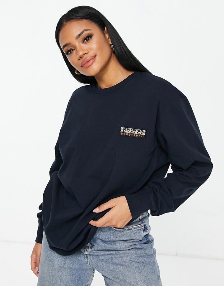 Napapijri Patch Long Sleeve T-shirt In Blue